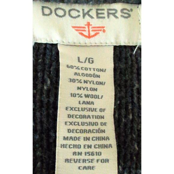 Vintage Dockers Chunky Cableknit Cardigan Sweater Men Large Grandpa Oversized - Picture 4 of 5